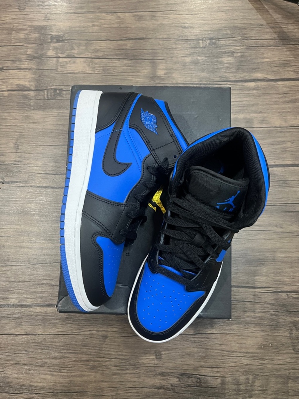 Jordan Air 1 Sneakers in Black & Blue 7Y